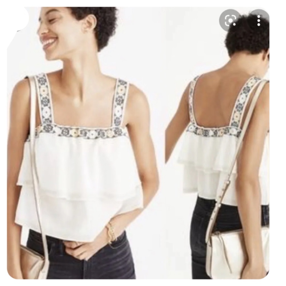 •Madewell• Anita Tank Top Tiered Embroidery
